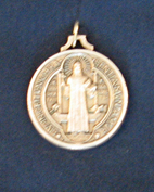 St Benedict 1-13/16 Inch Antique Silver Medal 12-1074
