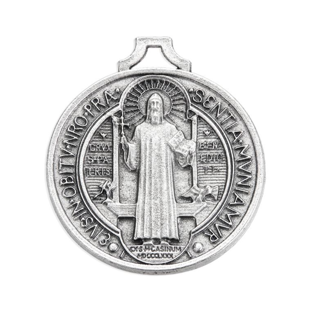 St. Benedict medals St Benedict 1.5 Inch Antique Silver Medal 12-1079