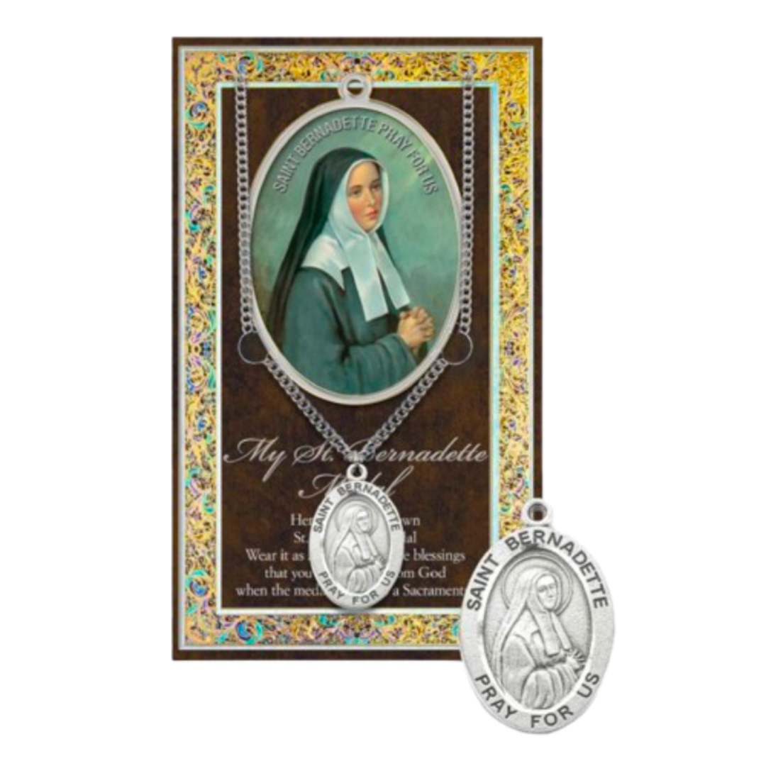 St. Bernadette Pewter Medal 1-1/16" H