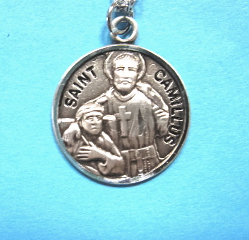 St. Camillus Sterling Silver Medal, 20" Stainless Chain, S-9530-20S