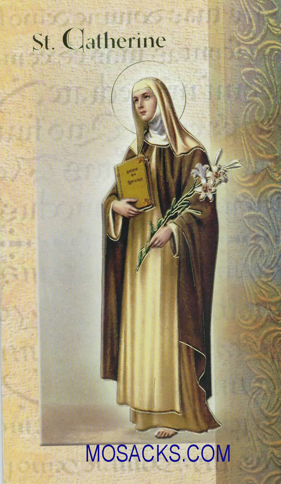 St. Catherine of Siena Laminated Bi-fold Holy Card, F5-416