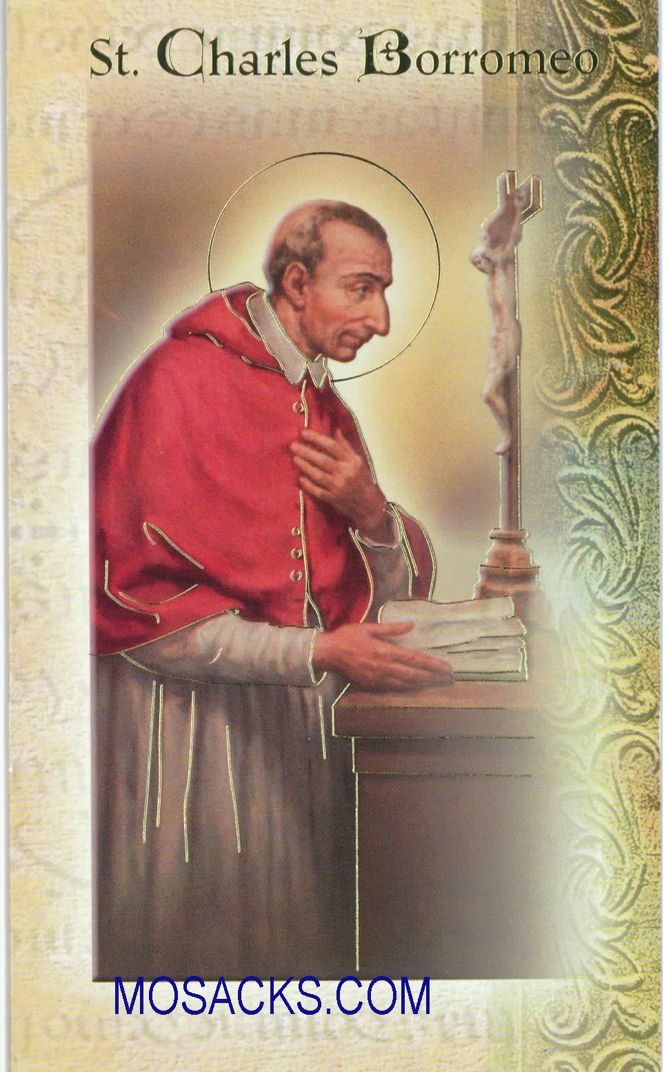 St. Charles Borromeo, Laminated Bi-fold Holy Card, F5-424