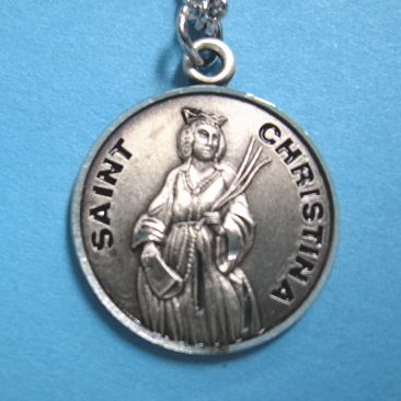 St. Christina Sterling Medal w/18" S Chain