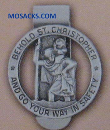 St. Christopher Round Visor Clip 1.75" x 1.5"  12-V5008 St Christopher Round 1.75x1.5" Visor Clip 12-V5008