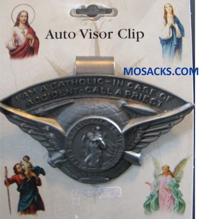 St. Christopher Wings Visor Clip 1.5" x 3"  12-V5055 St Christopher Wings 1.5x3" Visor Clip 12-V5055