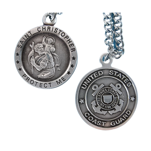 St. Chris Coast Guard Sterling Medal w/24" S Chain