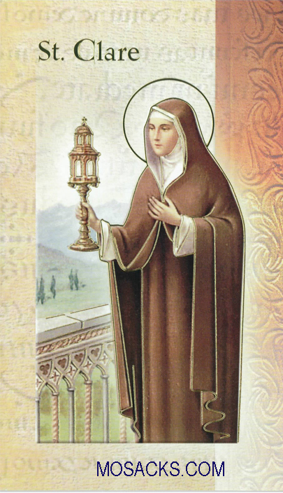 St. Clare, Laminated Bi-fold Holy Card, F5-426
