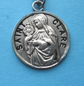 St. Clare Sterling Medal w/18" S Chain