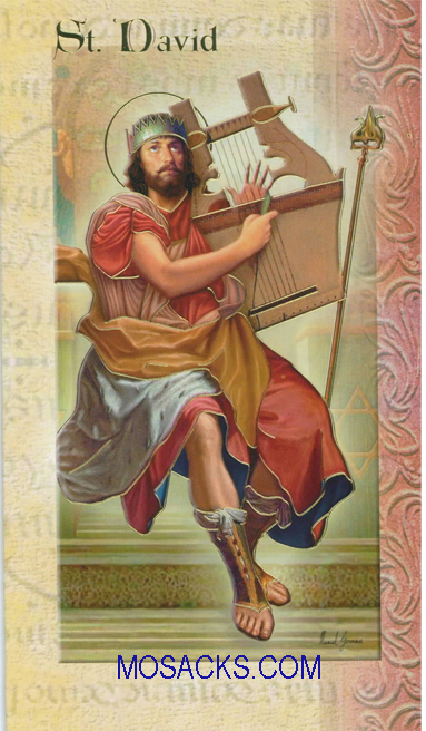 St. David, Laminated Bi-fold Holy Card, F5-433