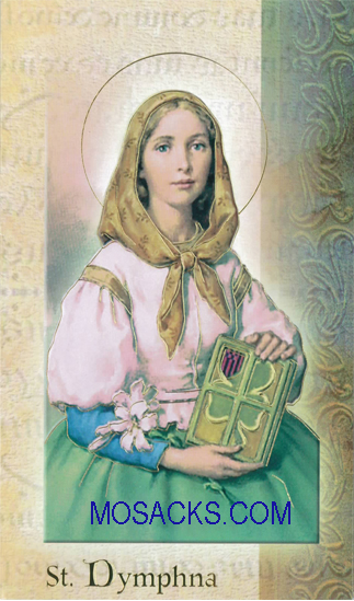 St. Dymphna, Laminated Bi-fold Holy Card, F5-434