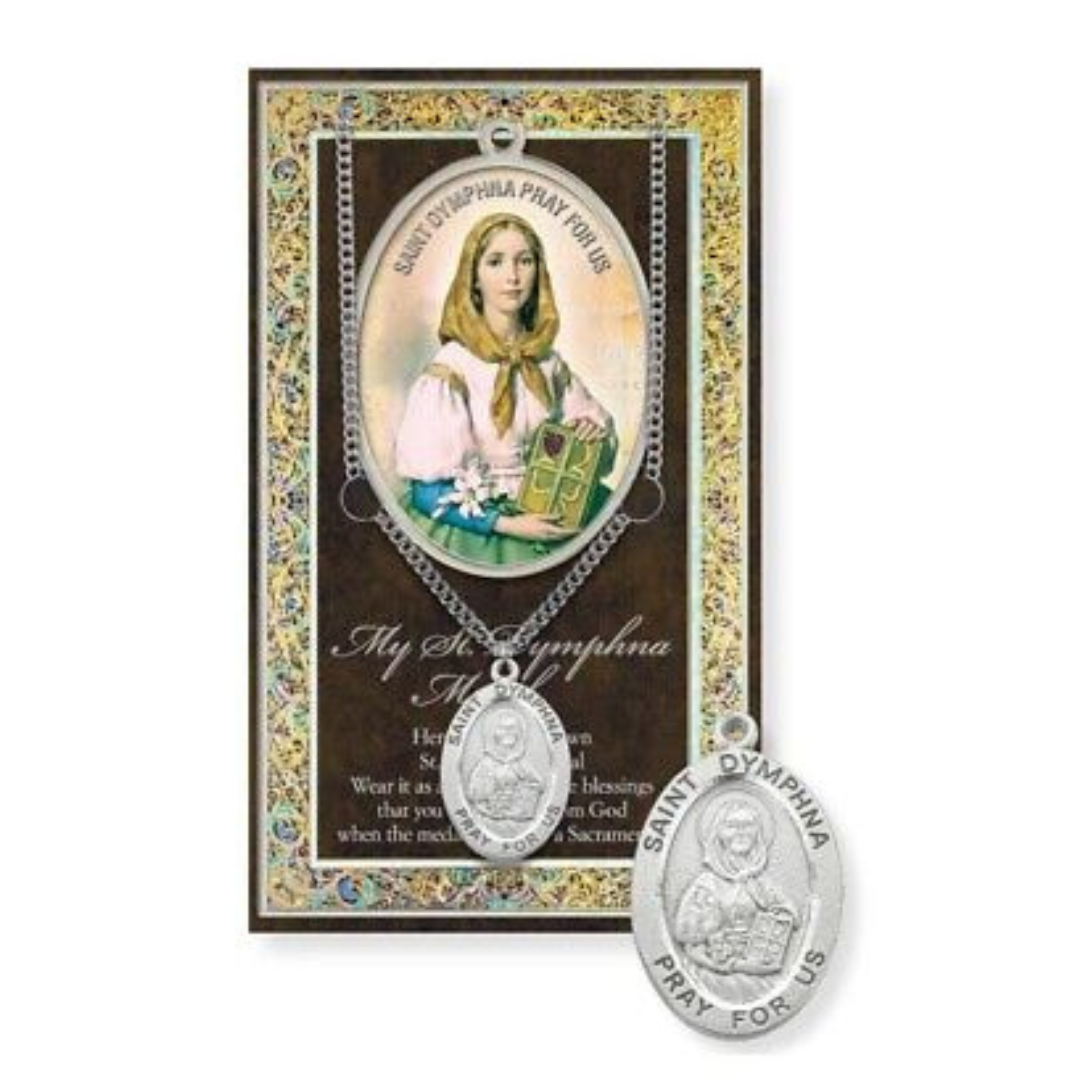 St. Dymphna necklace St. Dymphna Pewter Medal 1-1/16" h 950-434
