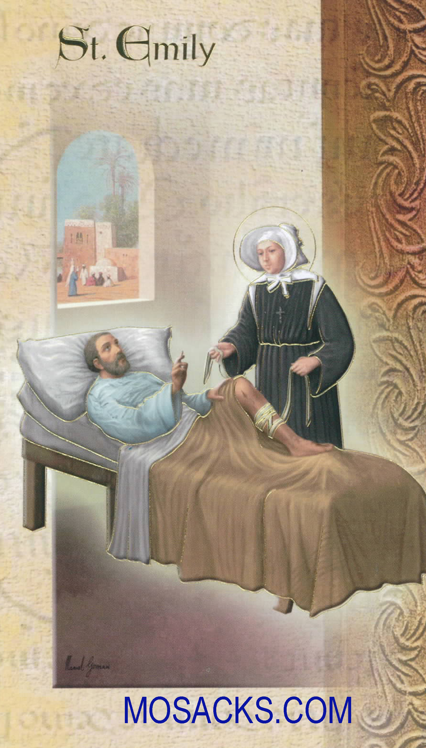St. Emily laminated Bi-fold Holy Card, F5-435