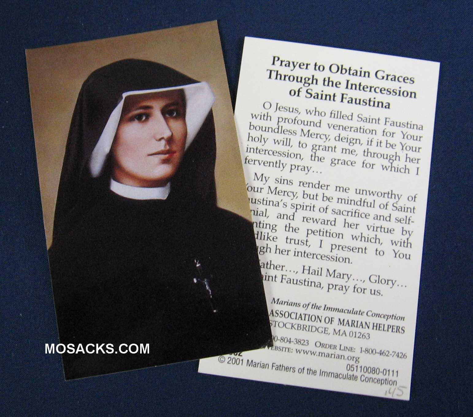 St Faustina Prayer To Obtain Graces Paper Holy Card 252-FP002