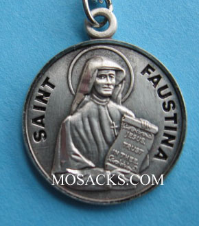St. Faustina Sterling Silver Medal, 18" S Chain, S-9761-18S