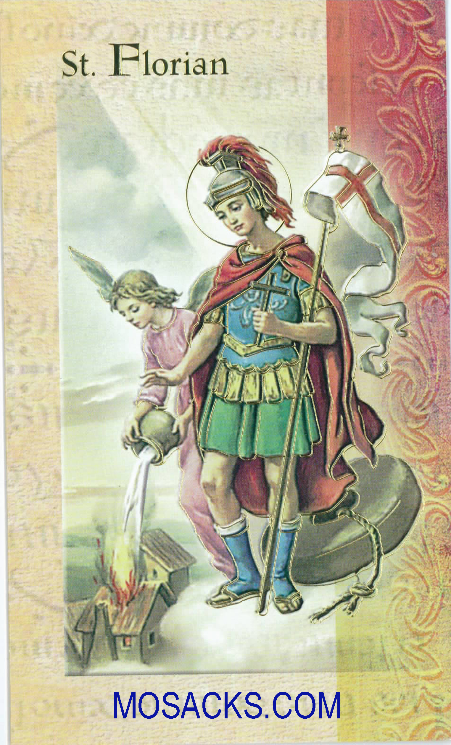 St. Florian laminated Bi-fold Holy Card, F5-440