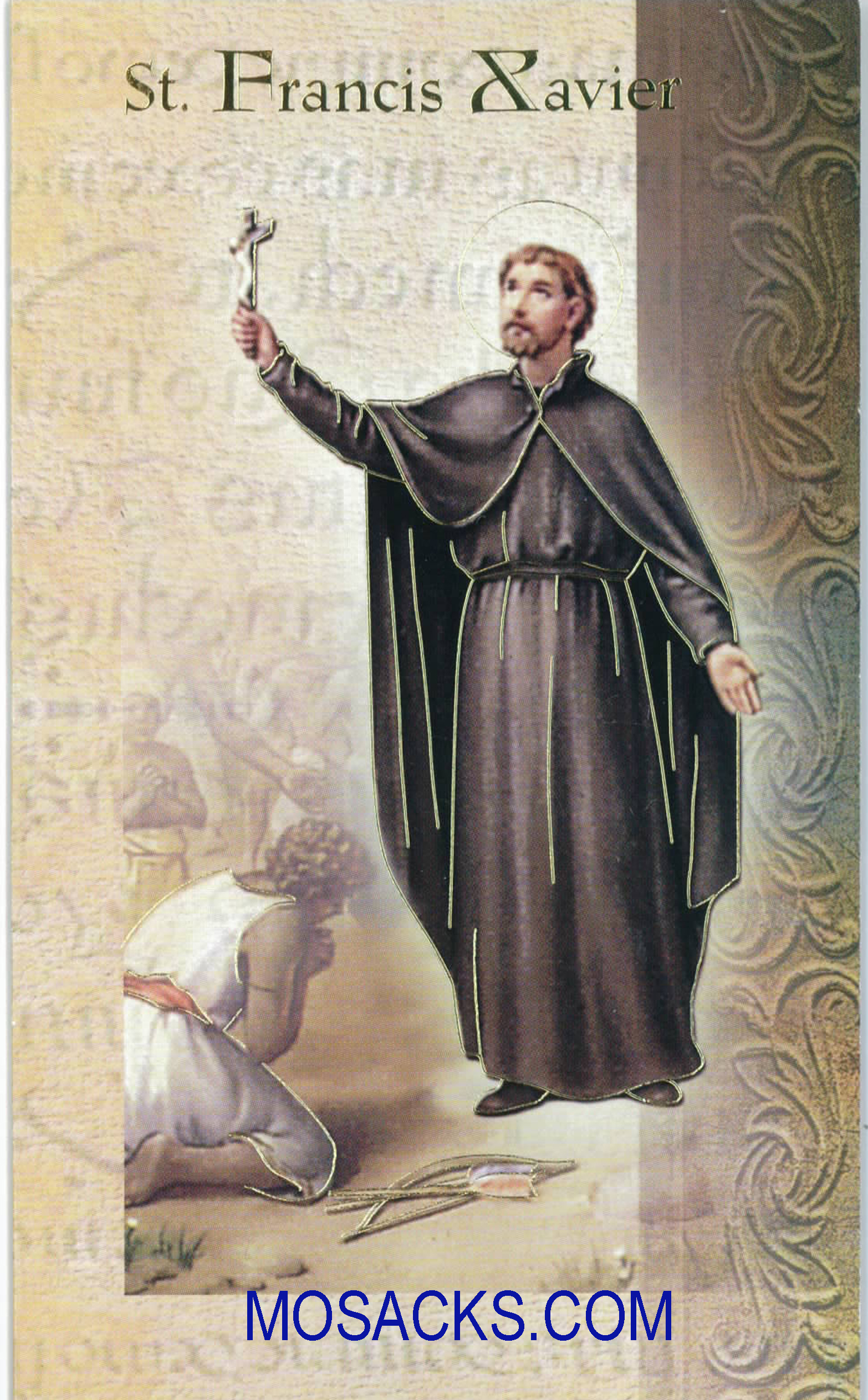 St. Francis Xavier laminated Bi-fold Holy Card, F5-444