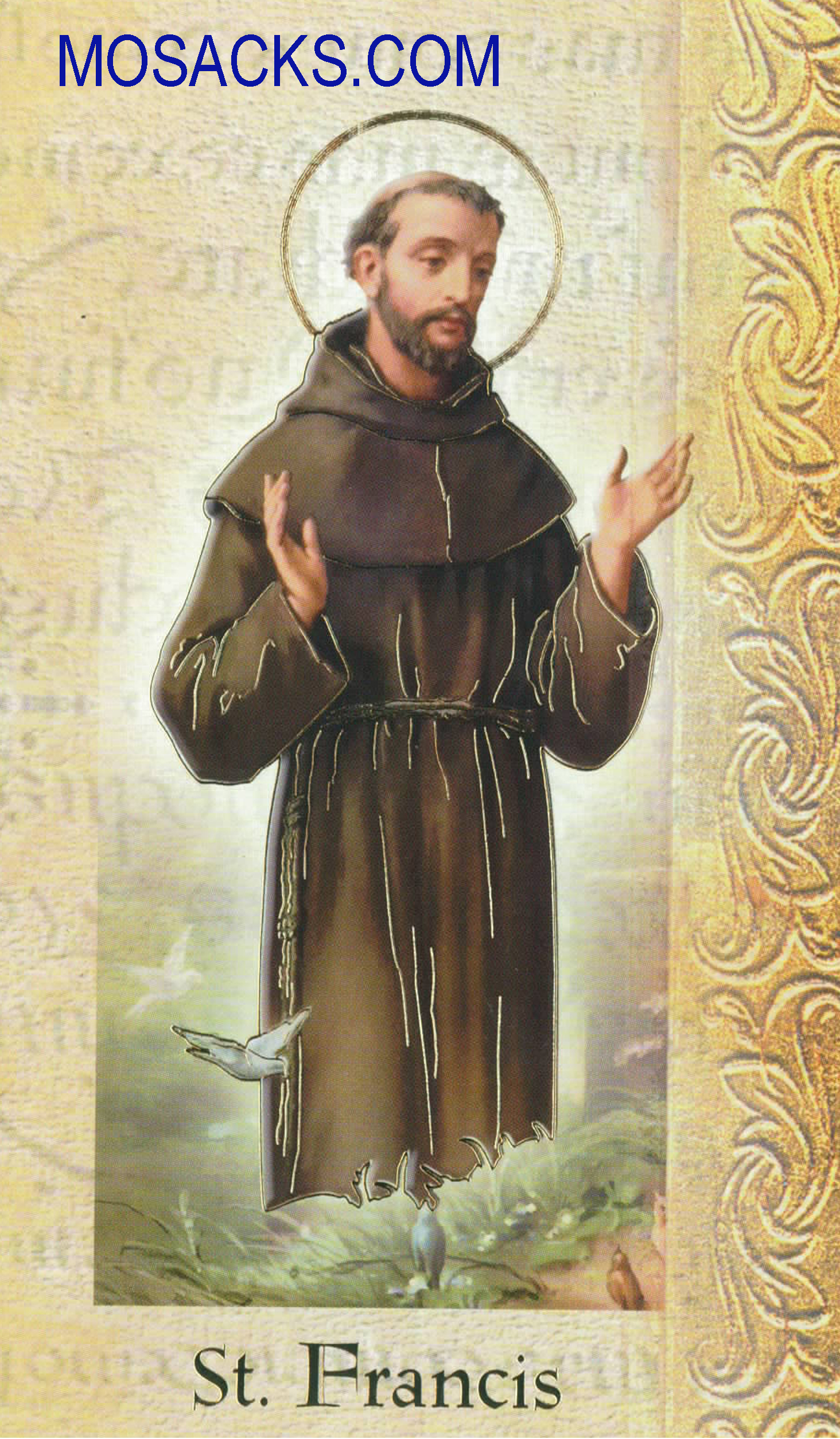 St. Francis of Assisi laminated Bi-fold Holy Card, F5-310
