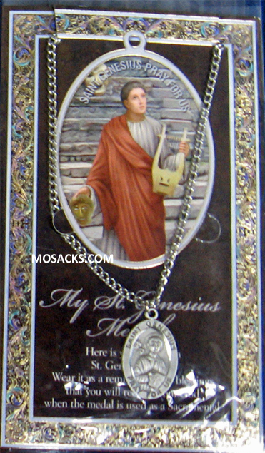 St. Genesius necklace St. Genesius Pewter Medal 1-1/16" h 950-447