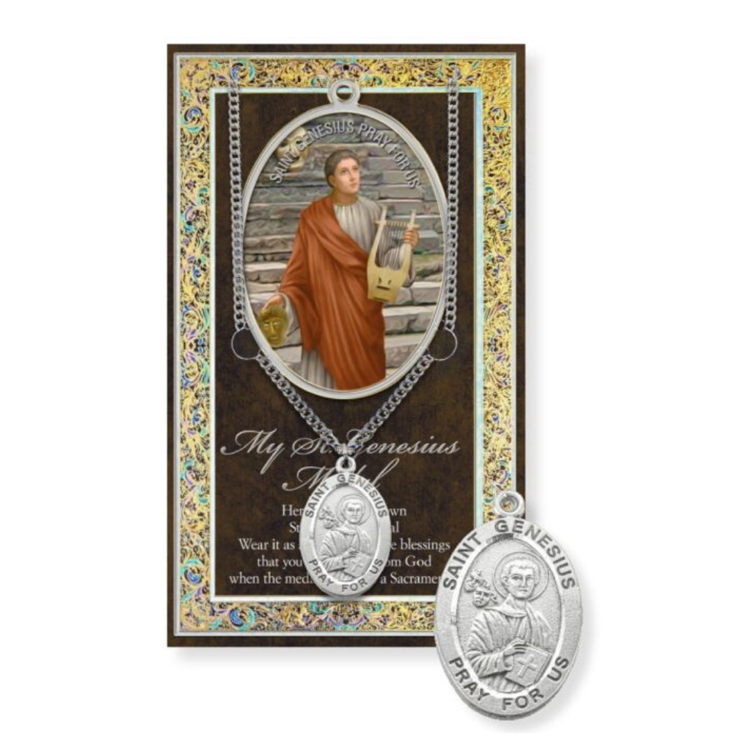 St. Genesius necklace St. Genesius Pewter Medal 1-1/16" h 950-447