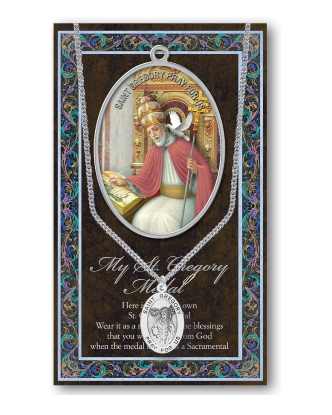 St. Gregory the Great necklace St. Gregory the Great Pewter Medal 1-1/16" h 950-443