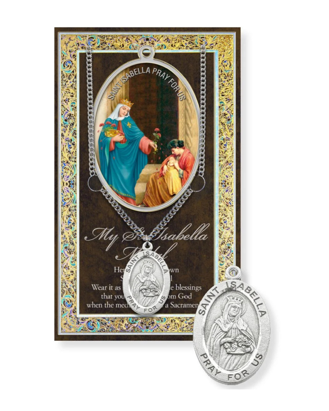 St. Isabella necklace St. Isabella Pewter Medal 1-1/16" h 950-451