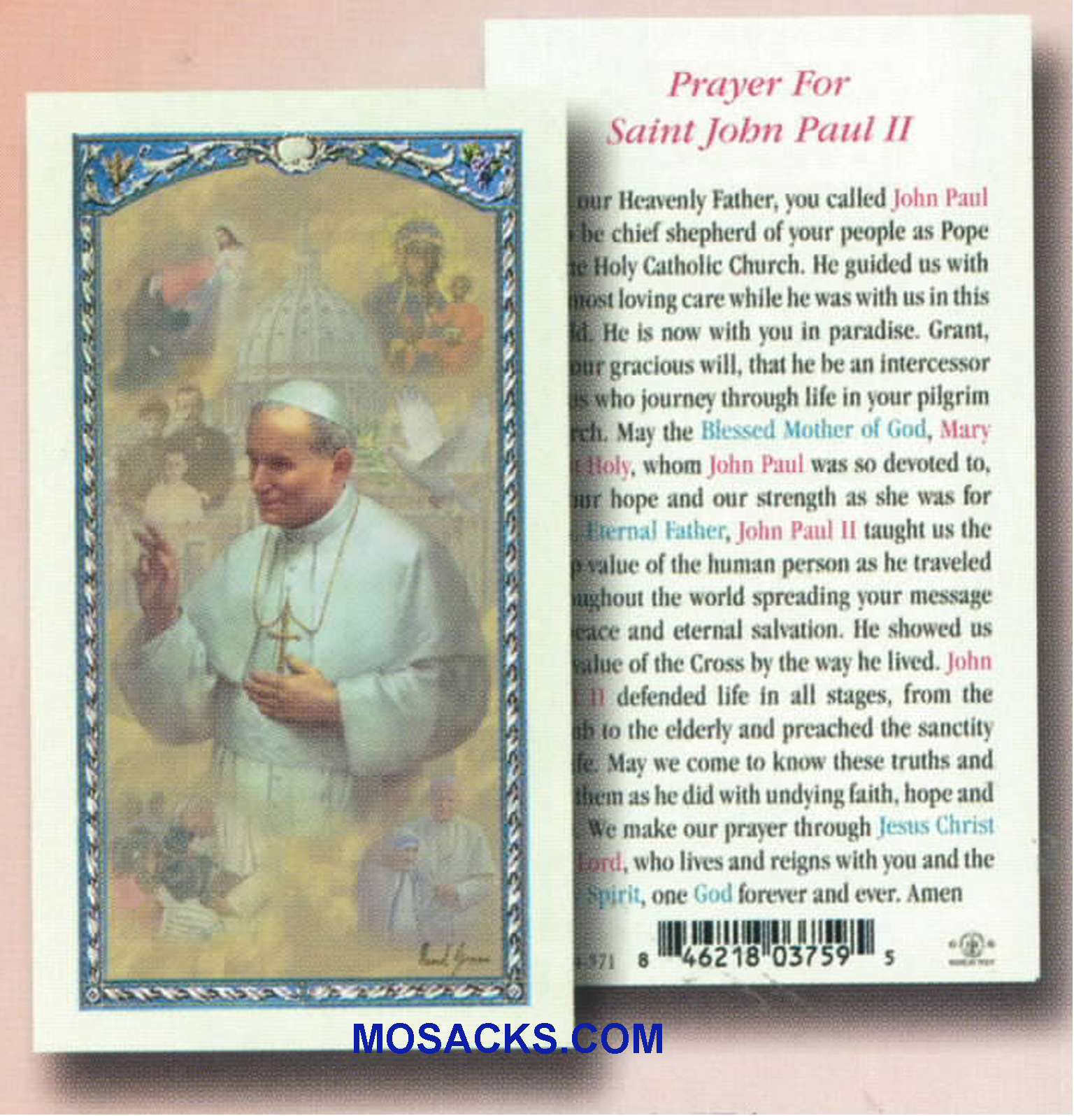 St John Paul II Laminated Holy Card-E24-571