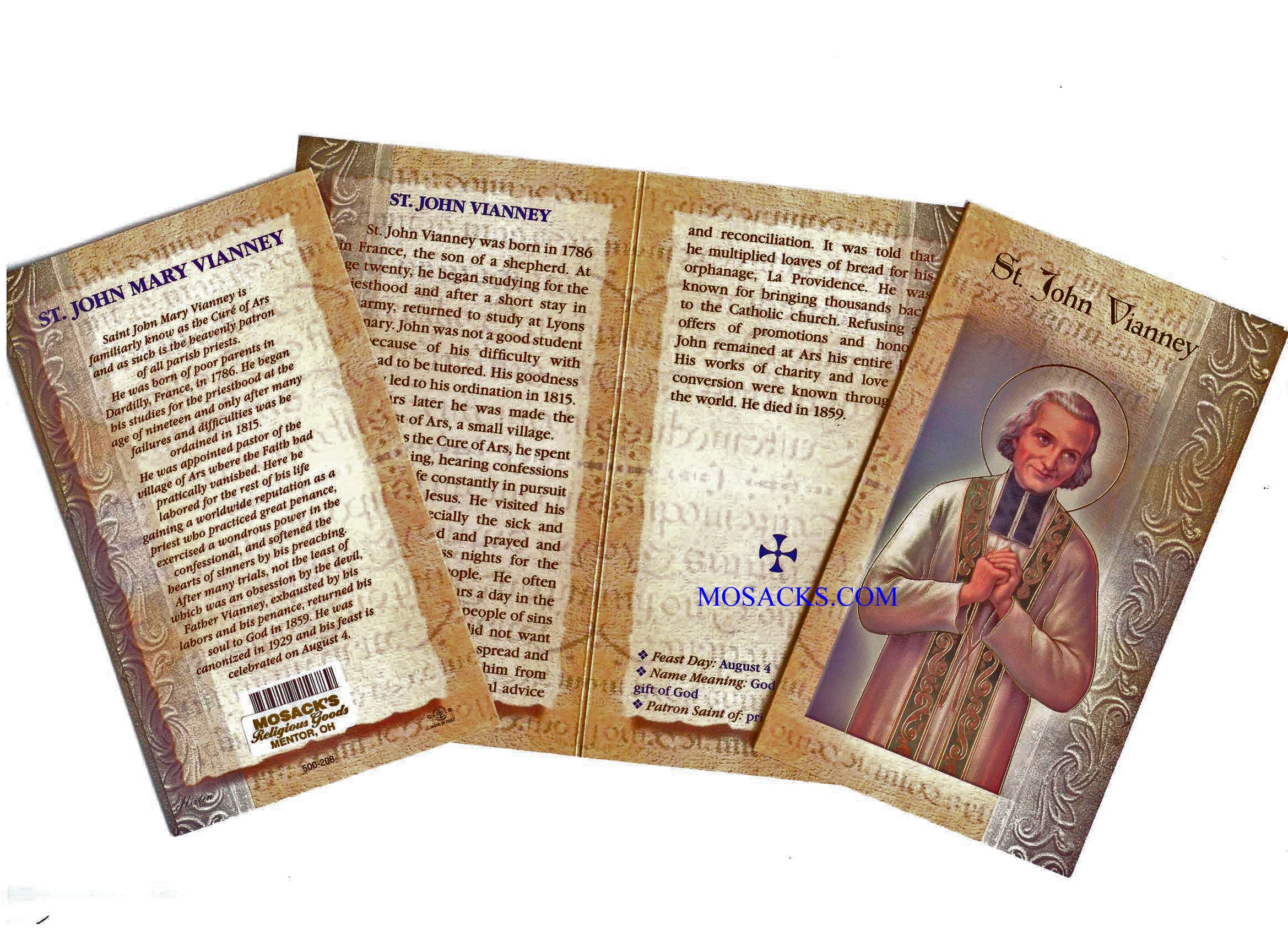 St John Vianney Bifold Prayer Card & HistorySt John Vianney Bif-old Holy Card & History #F5-472