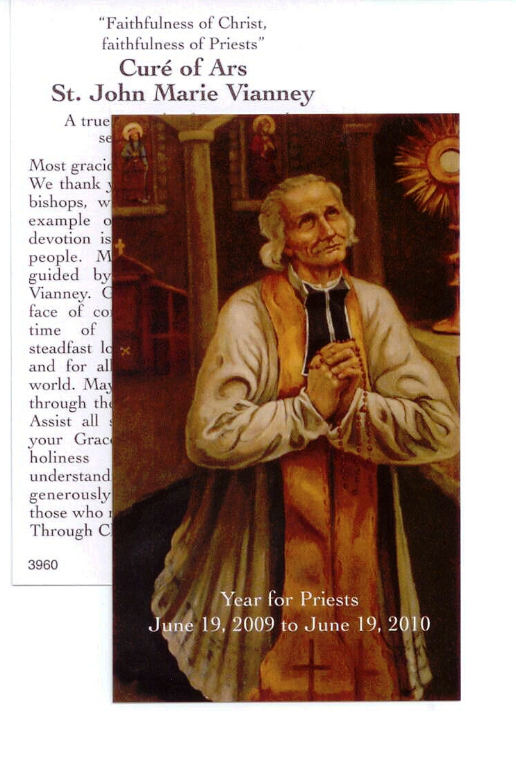 St. John Vianney Year for Priests Paper Holy Card