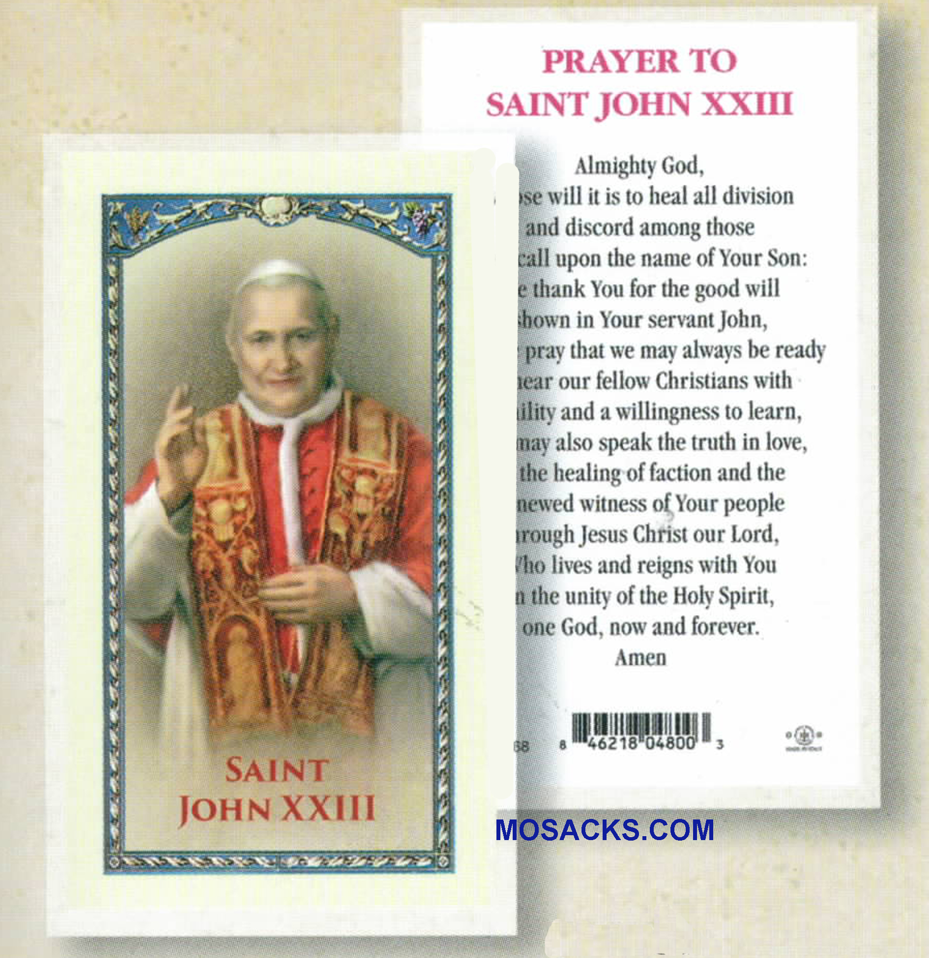 St. John XXIII Laminated Holy Card-E24-568