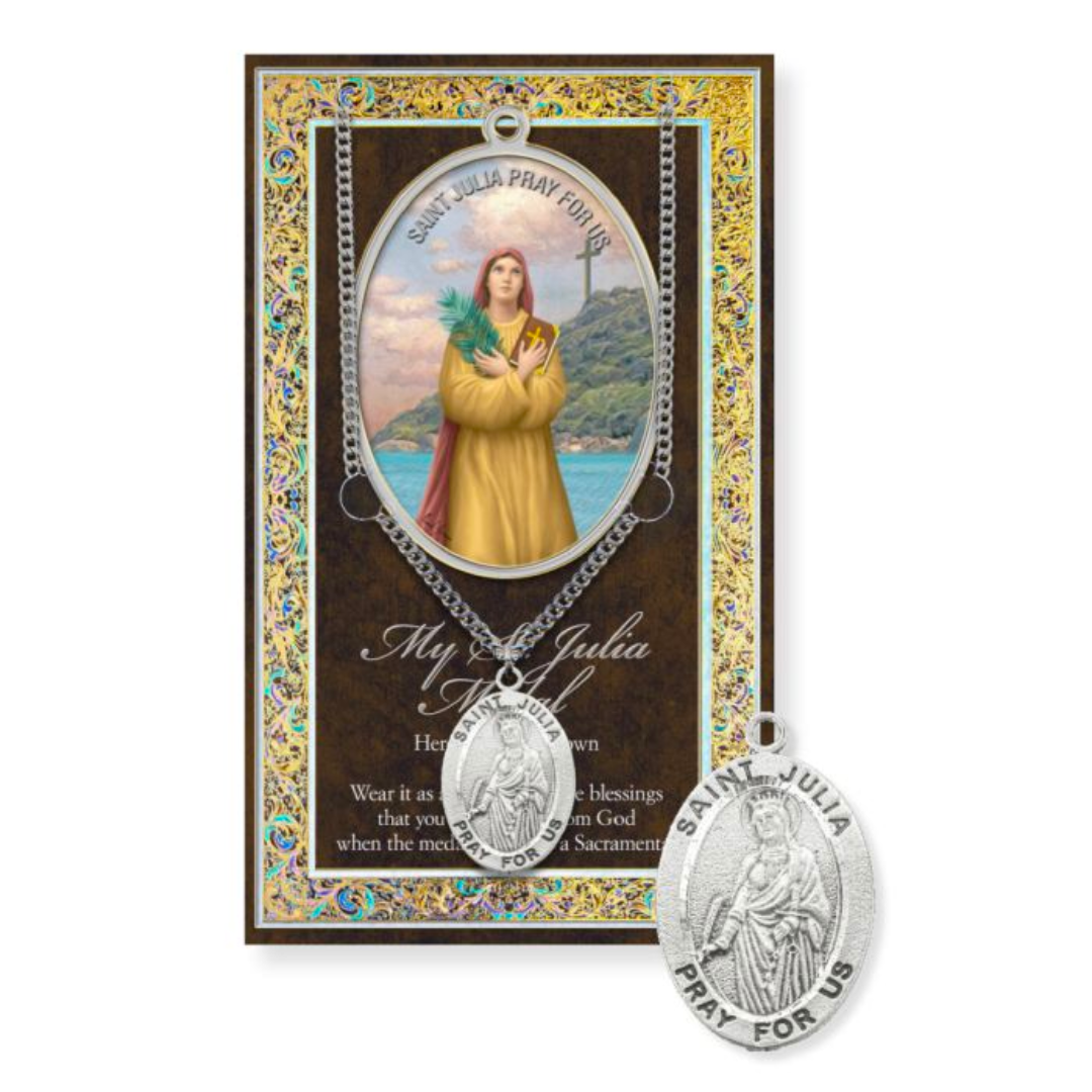 St. Julia necklace St. Julia Pewter Medal 1-1/16" h  950-458