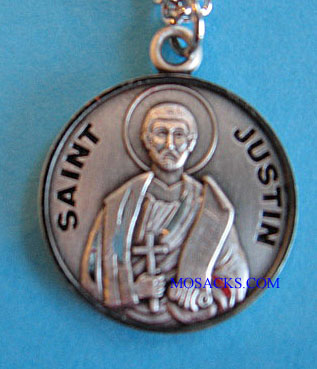 St. Justin Sterling Medal w/20" S Chain