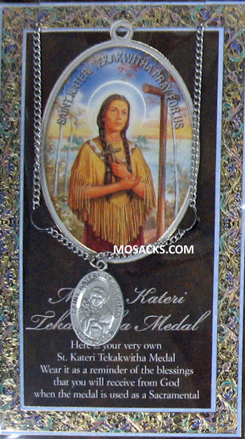 St. Kateri Tekakwitha necklace St. Kateri Pewter Medal 1-1/16" h 950-474