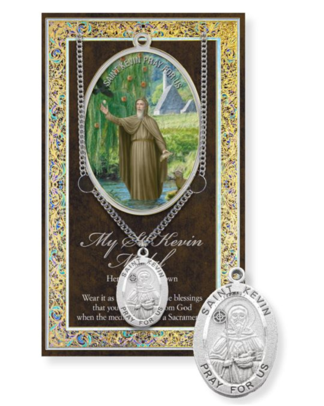 St. Kevin necklace St. Kevin Pewter Medal 1-1/16" h 950-475