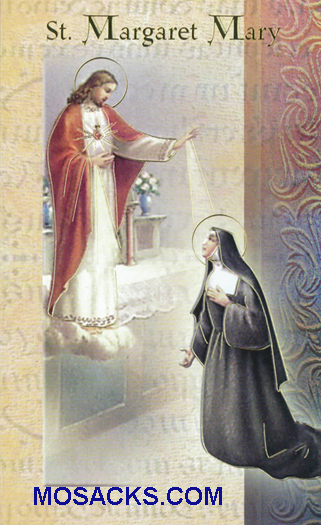 St. Margaret Mary laminated Bi-fold Holy Card, F5-484