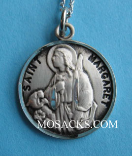 St. Margaret Sterling Medal w/18" S Chain