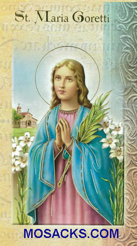 St. Maria Goretti laminated Bi-fold Holy Card, F5-486