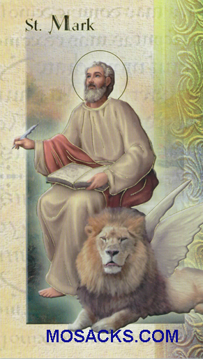 St. Mark laminated Bi-fold Holy Card, F5-488