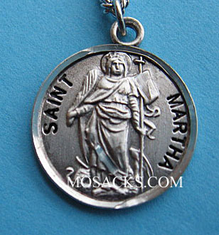 St. Martha Sterling Silver Medal, 18" S Chain, S-9764-18S