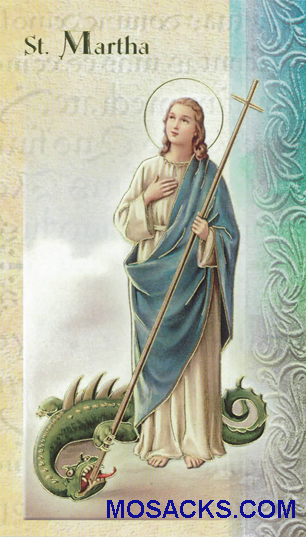 St. Martha laminated Bi-fold Holy Card, F5-490