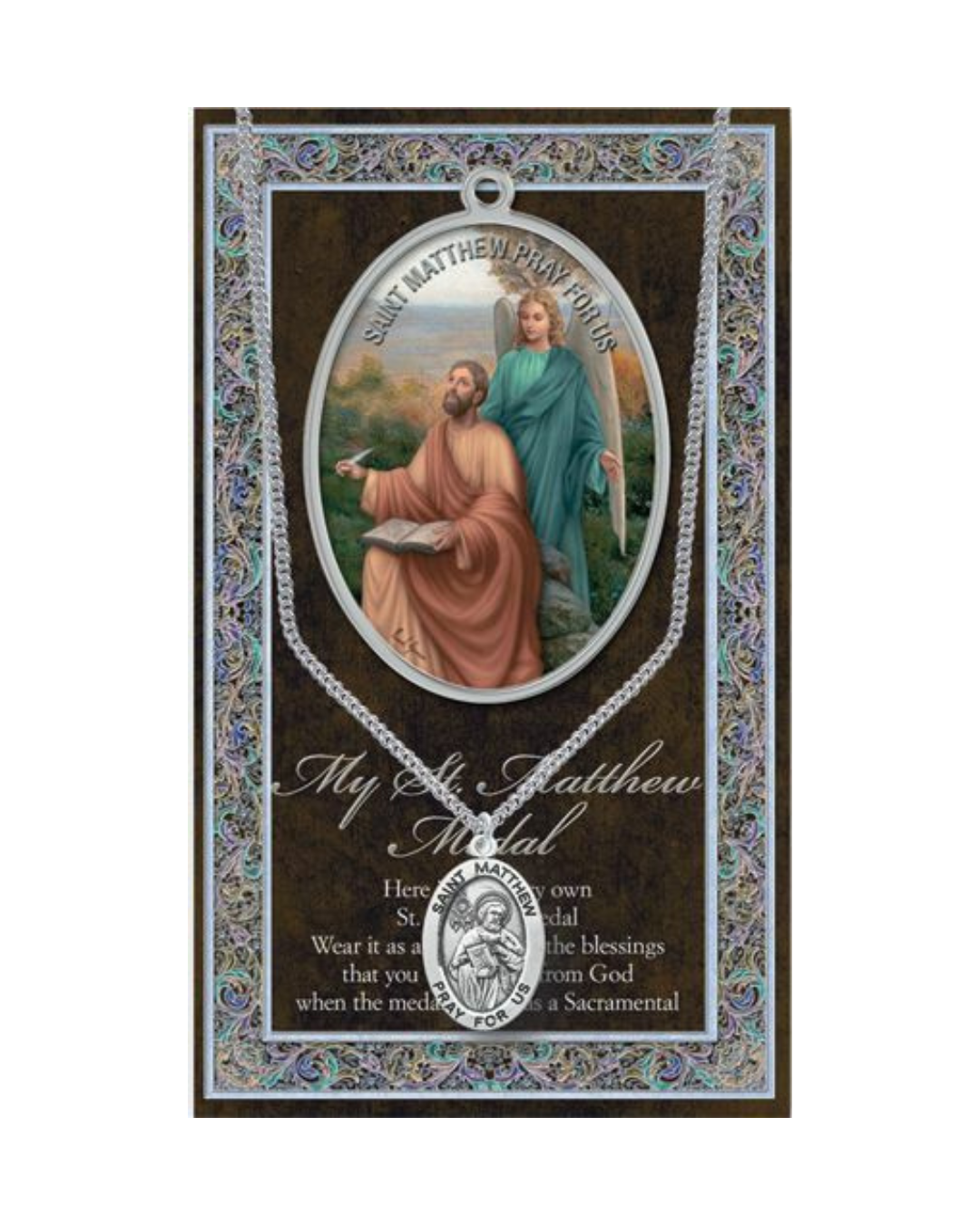St. Matthew necklace St. Matthew  Pewter Medal 1-1/16" h 950-500