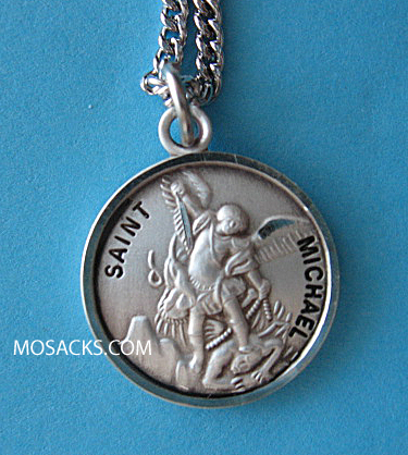 St. Michael Sterling Silver Medal, 20" S Chain, S-9622-20S