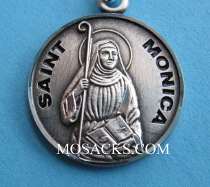 St. Monica Sterling Silver Medal, 18" S Chain, S-9767-18S