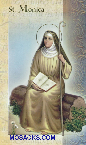 St. Monica laminated Bi-fold Holy Card, F5-506