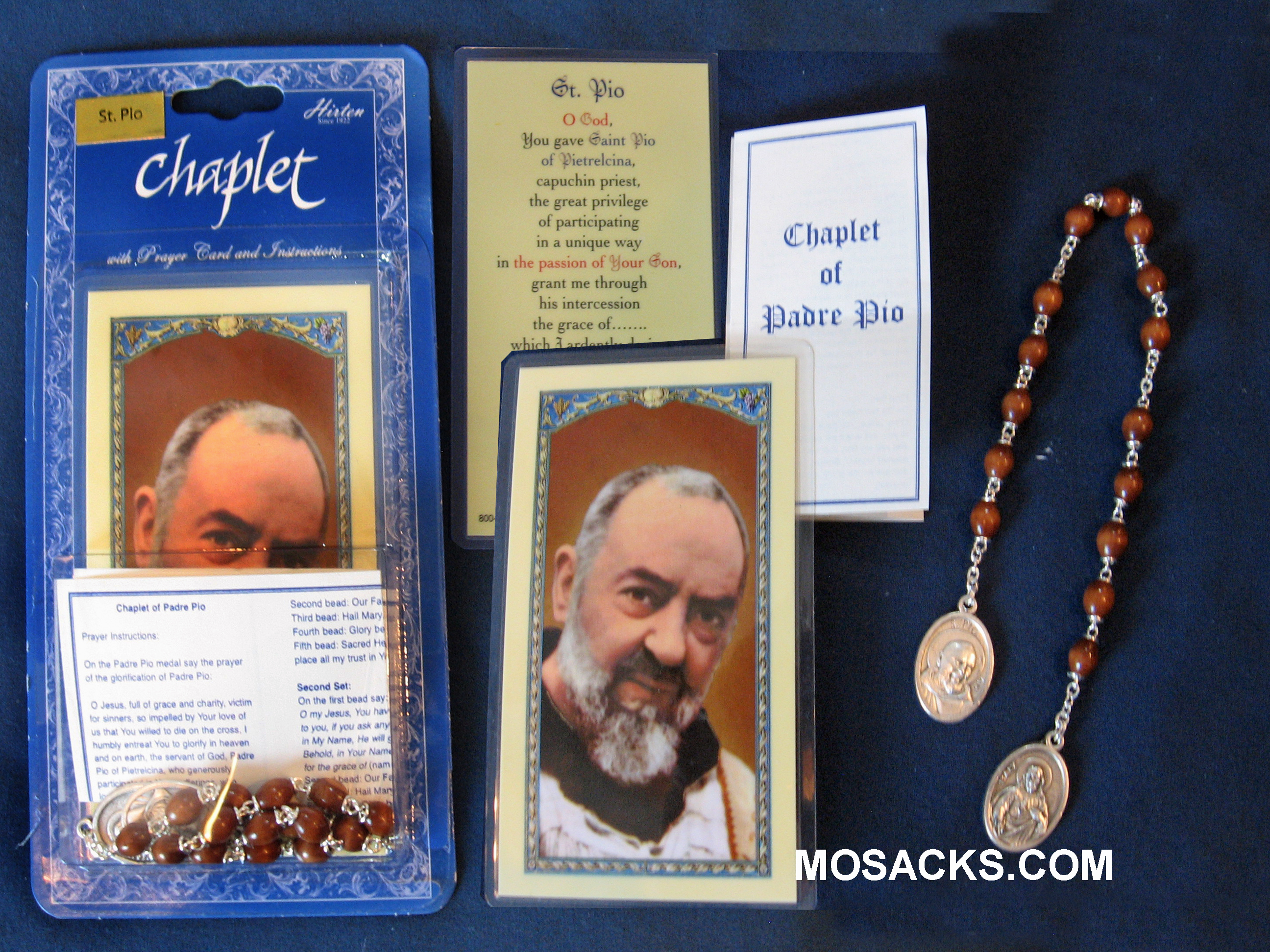 St. Padre Pio Chaplet And Prayer Card, Medals Of St. Padre Pio And The ...