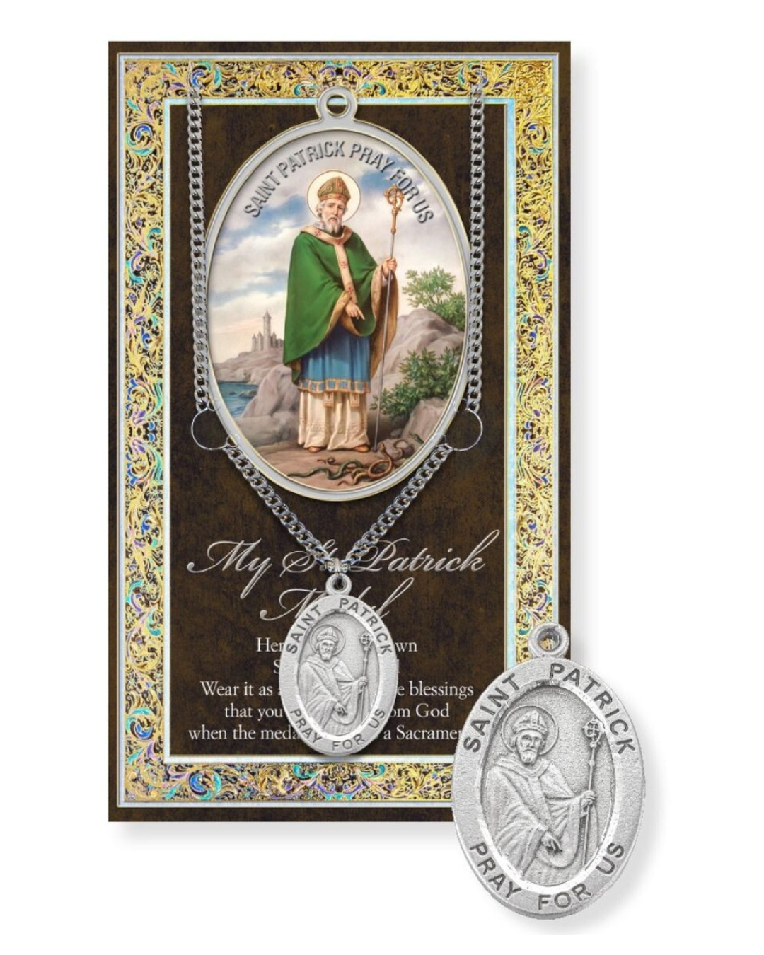St. Patrick necklace St. Patrick Pewter Medal 1-1/16" h 950-640