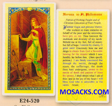 St. Philomena Laminated Holy Card 800-440 