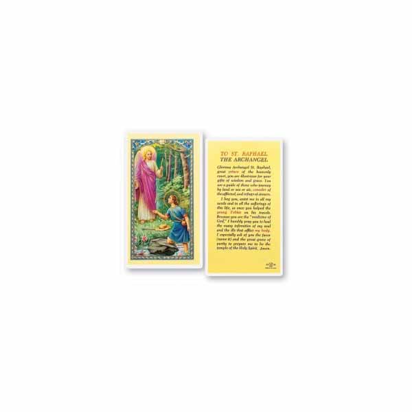 St. Raphael Laminated Bi-fold Holy Card, F5-526