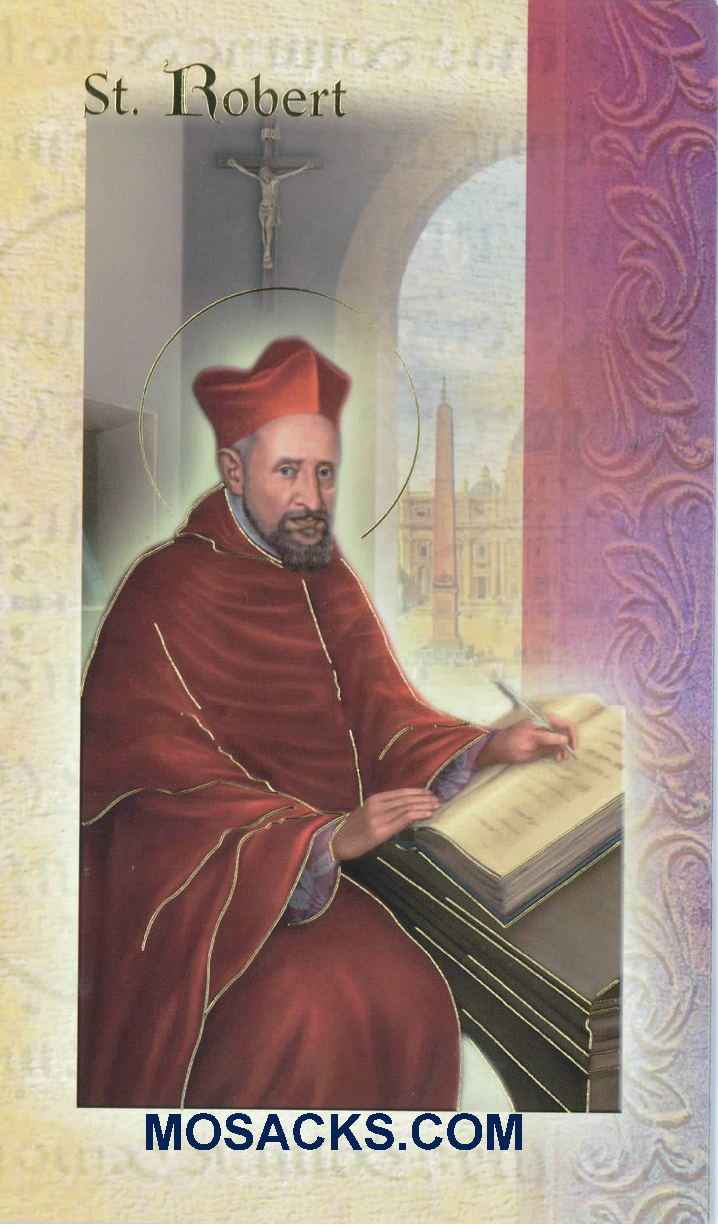 St. Robert Laminated Bi-fold Holy Card, F5-534