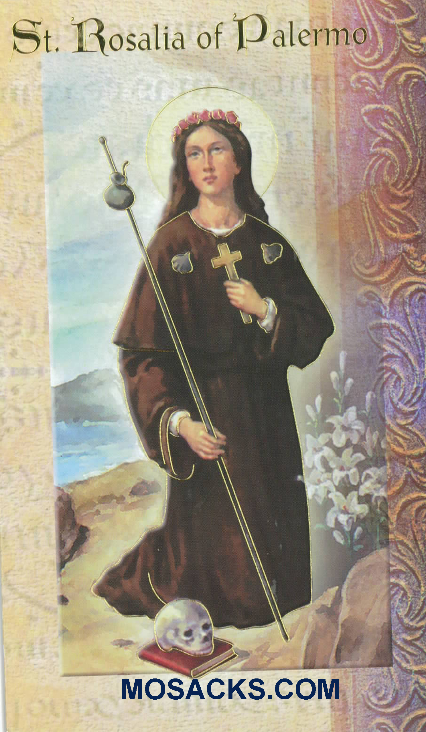 St. Rosalia of Palermo Laminated Bi-fold Holy Card, F5-537