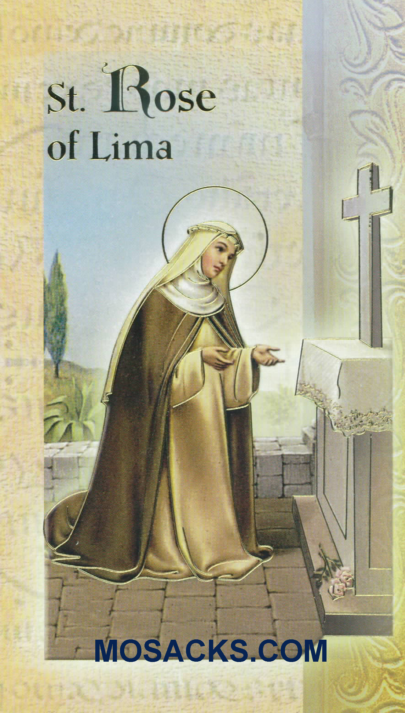 St. Rose of Lima Laminated Bi-fold Holy Card, F5-538